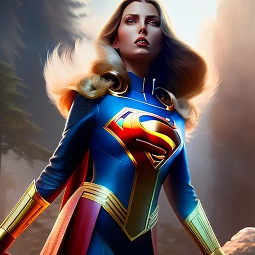 super power girl, portrait, epic cinematic hyperrealism masterpiece, realistic shaded lighting by craig mallismo, artgerm, jeremy lipkin and michael garmash and hans zatzka, unreal engine, radiant light, detailed and complex environment, digital art, art station trends, detailed faces