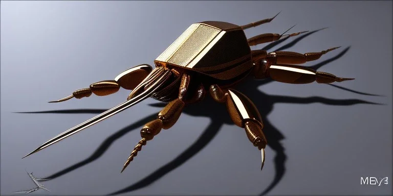 reflective mirror spiked scorpion . close up photo. realism