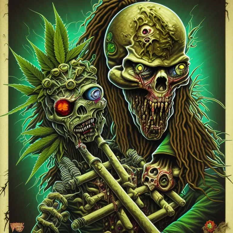 Zombie rastafary iron maiden feuille cannabis