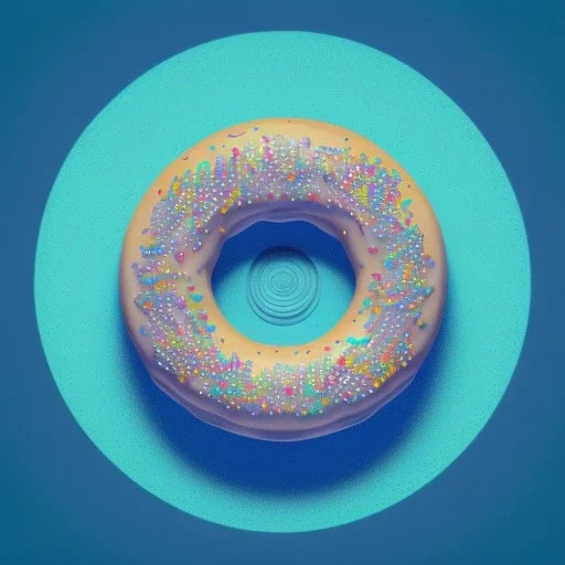 100mm photo of isometric floating donut in the sky, surreal donut with sprinkles, intricate, high detail, behance, microworlds smooth, macro sharp focus, centered