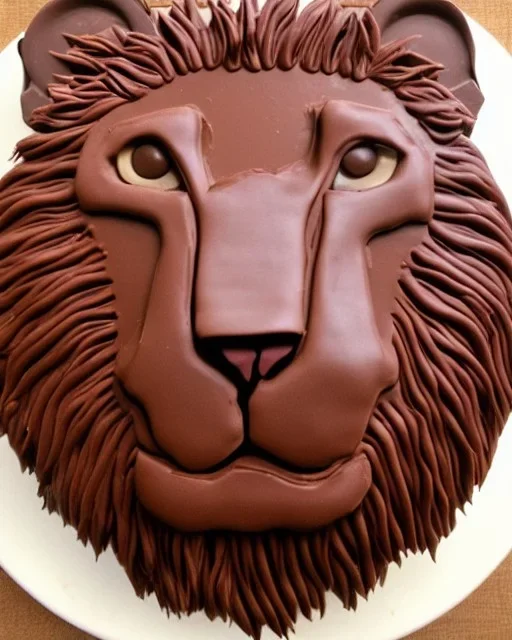 Lion simba model made of chocolate cake with Mars bars