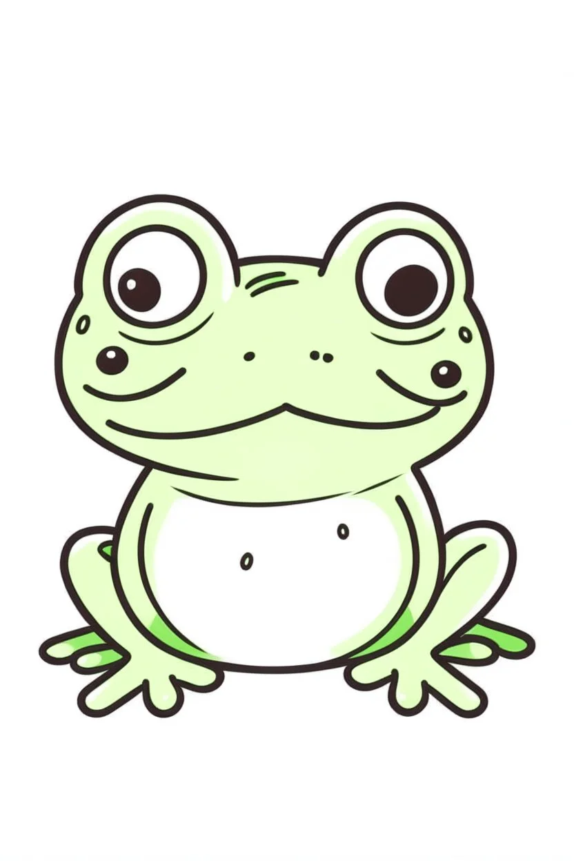 a simple outline of a cute frog, in a drawing style