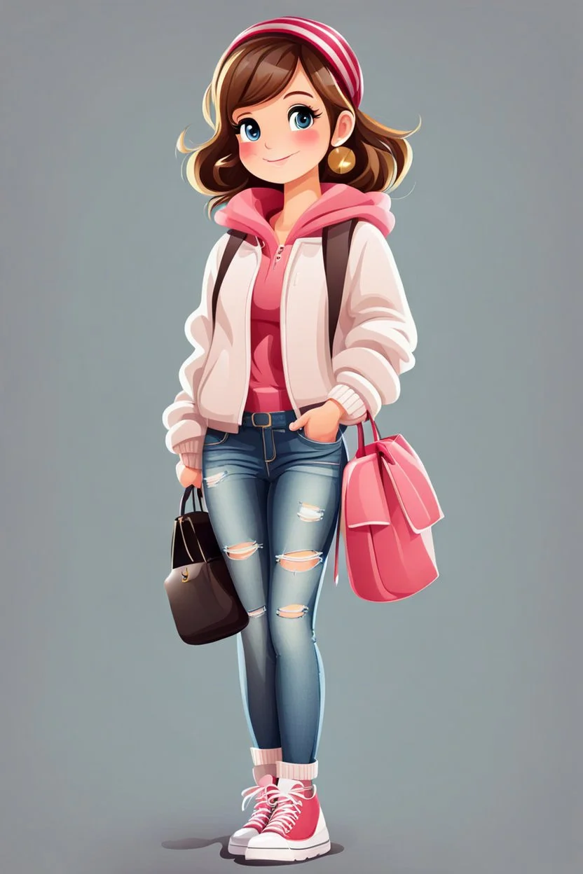 a cute Cartoon girl wearing todays clothes