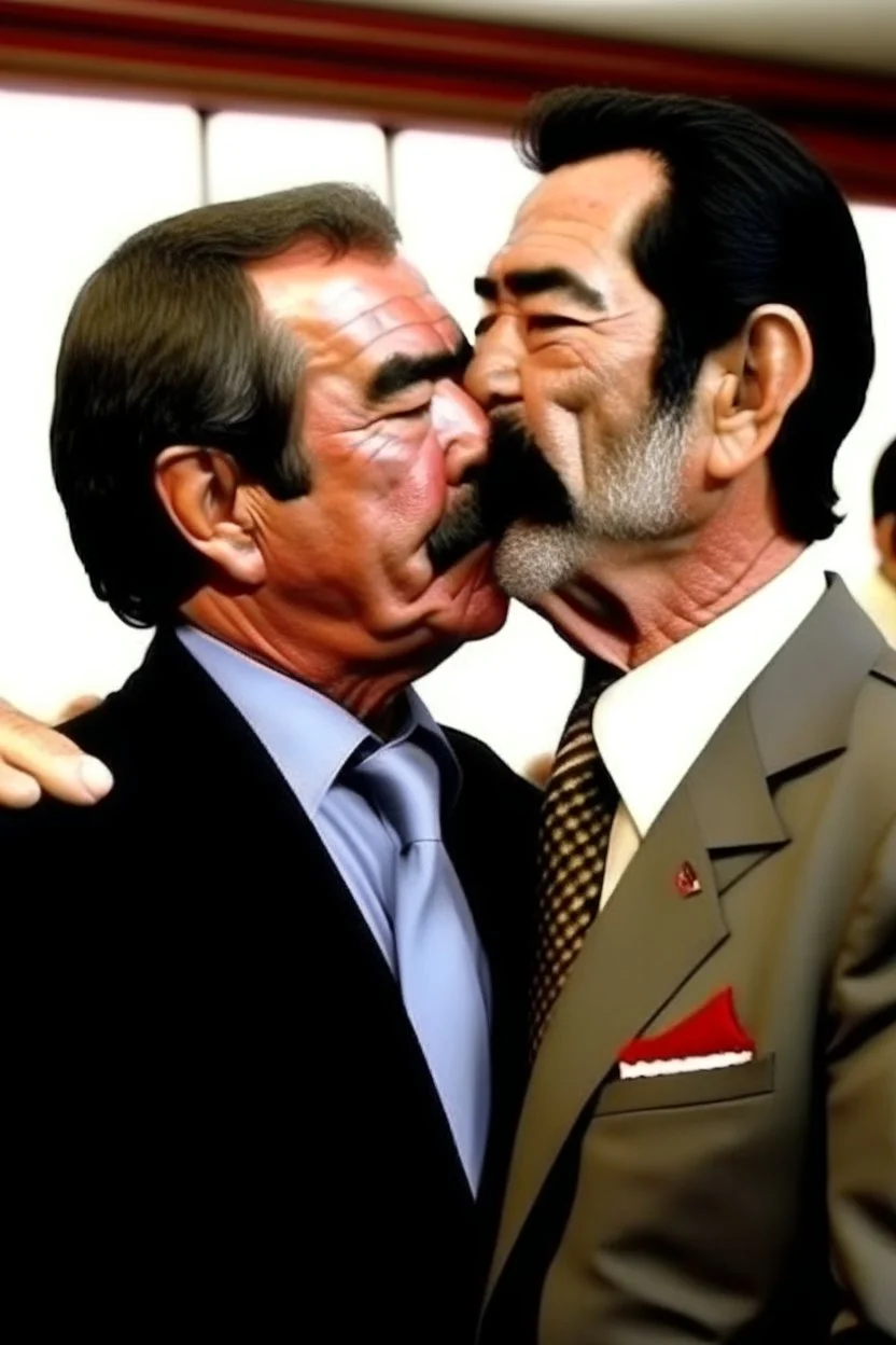 saddam hussein kissing george w bush