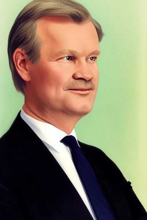 Pretty Portrait of a rich socialdemocratic norwegian male president in 2068