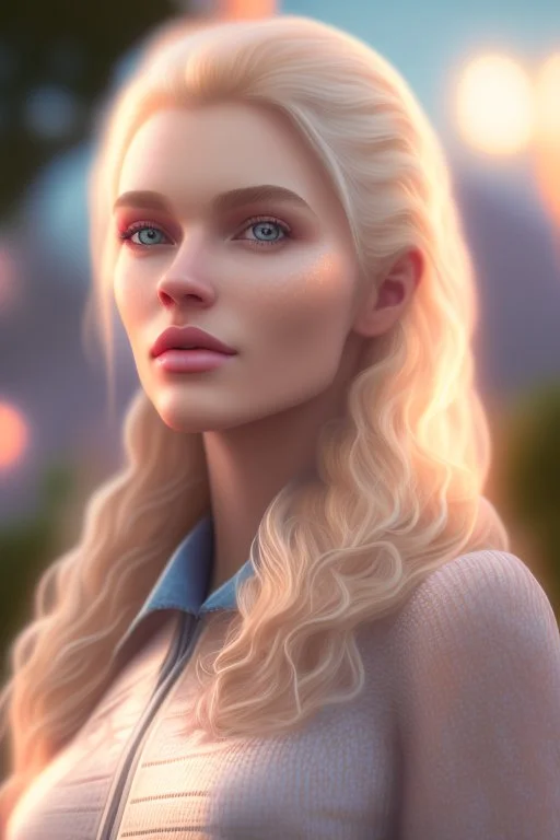 Ultra realistic photo beautiful blonde woman HOF, professional photographer, captured with professional DSLR camera, trending on Artstation, 64k, ultra detailed, ultra accurate detailed, bokeh lighting, surrealism, Thomas Kinkade background, intricate, epic, peach fuzz, detailed ,full size, science, technology,future,electric ,futuristic style, design, practicality,manufactura