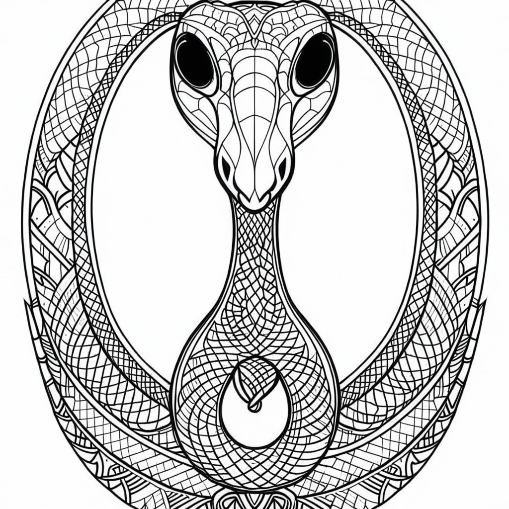 Cobra, front view, mandala, minimal lines, cartoon, white back ground color, real style, realistic, minimalistic, minimal black line art, line art, crisp line art, unique coloring sheet, outlined, outline, crisp, crisp line edges, illustration, thin lines, crisp clear lines, line art, clean line art, unique, 8k, amazing, masterpiece, no colors, no dark color, no black color, avoid thick black, minimalistic line edges, pure white back ground, image character full fit to page,