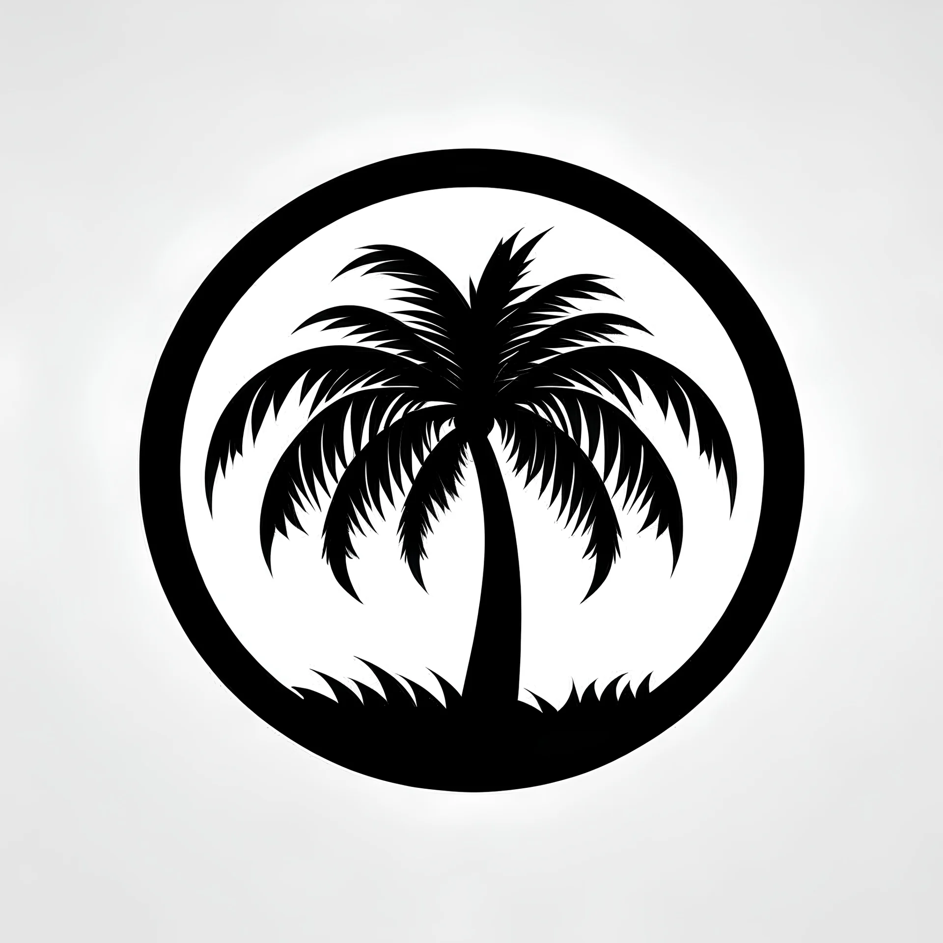 create a summer palm tree logo with black silhouette