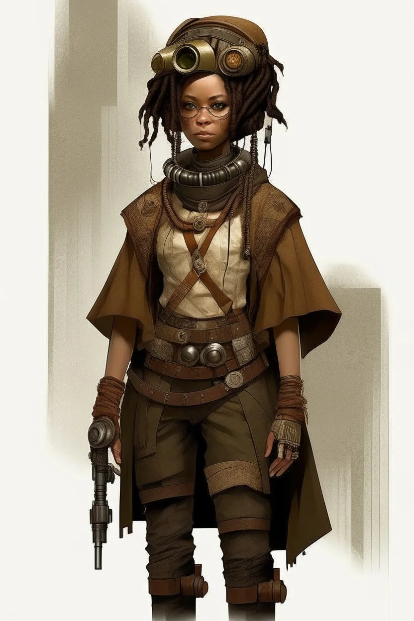 steampunk afro woman technology