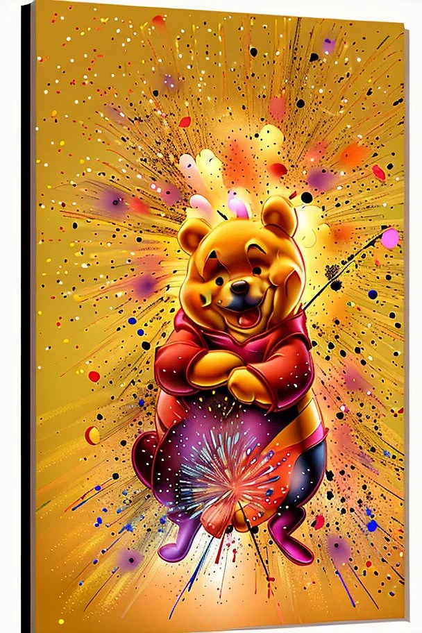 Fireworks splattering pooh