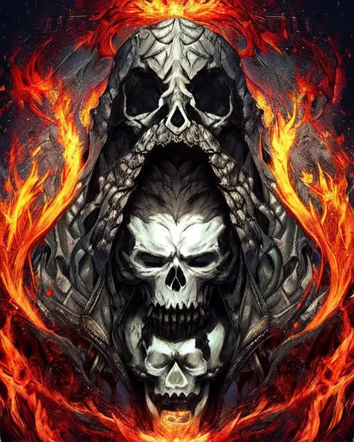 A beautiful highly detailed ornate intricate portrait of a flaming demon skull made of shiny obsidian glass :: reflective, glassy :: subtractive lighting, backlit :: by John William Waterhouse, Greg Rutkowski, HR Giger :: hyperrealistic, hyper detailed, photorealistic :: epic, incredible composition, amazing depth, meticulously composed, 16k resolution concept art :: fantasy magazine cover art