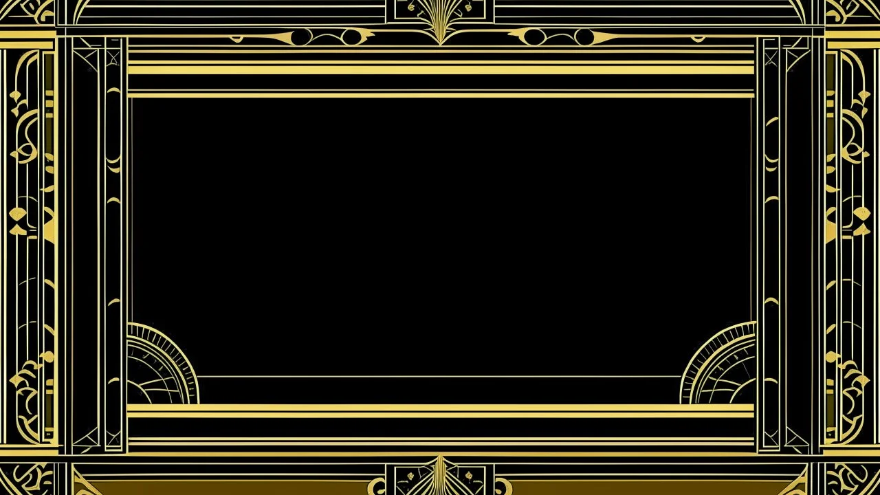 gold art deco delicately designed border on a black background