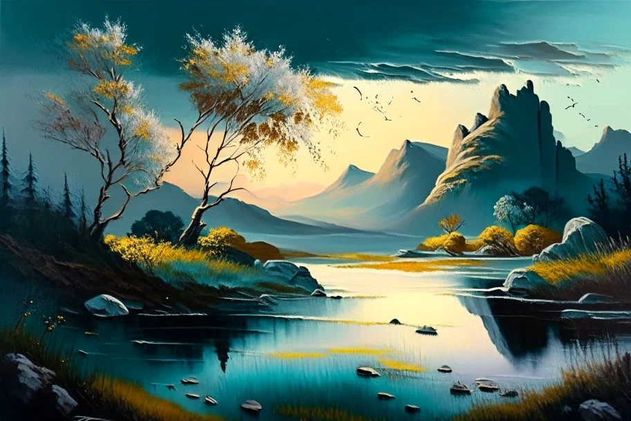 Nature landscape painting in style of stephanie moon