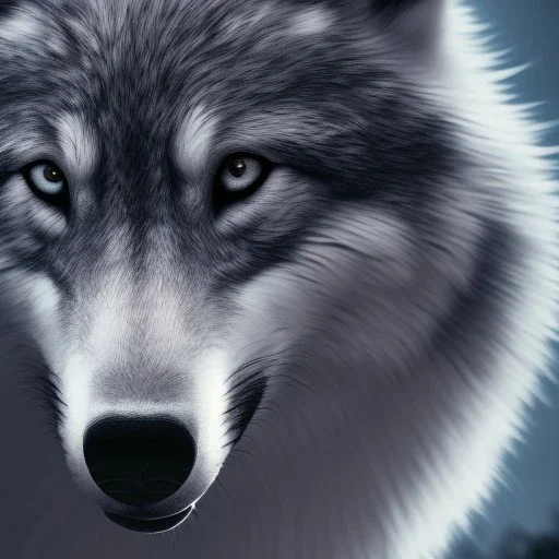 wolf, blue, cinematic lighting, sharp focus, hyperrealism