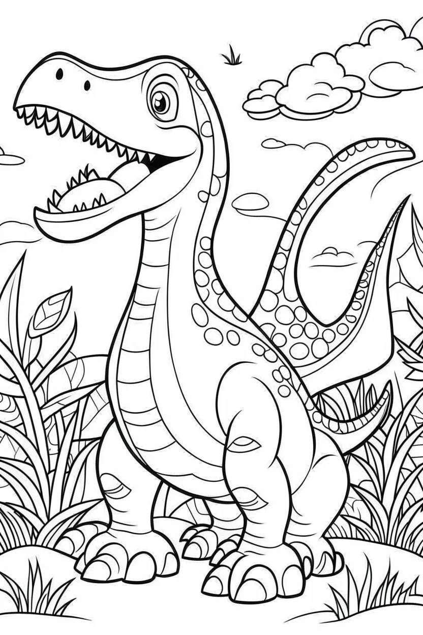 lindo dinosaurio para colorear facil