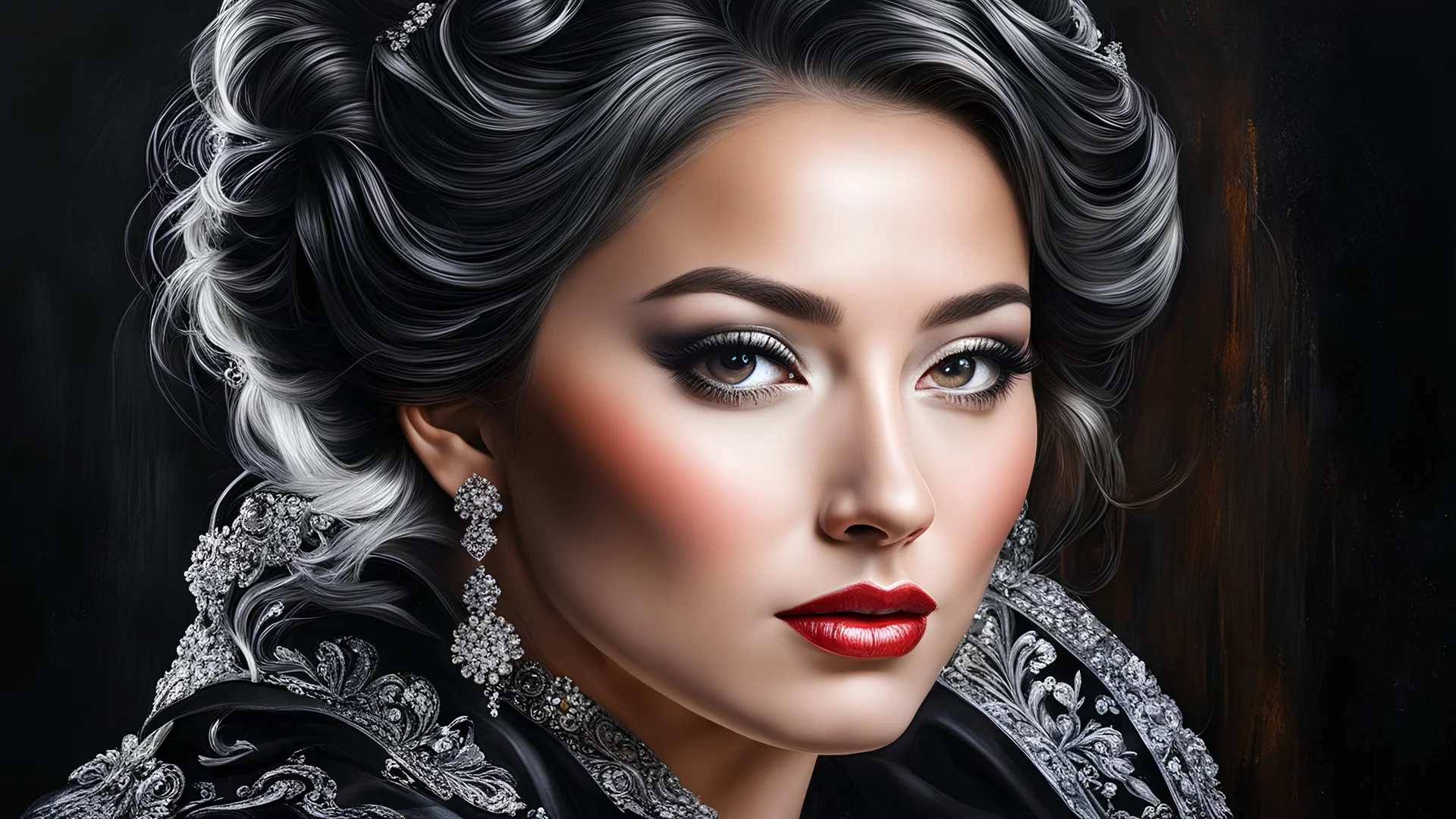 impactful paint of portrait of a lady, highly detailed, 8k, sharp, professional, clear, high contrast, high saturated, vivid deep blacks, crystal clear