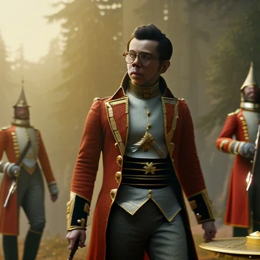 Full body, 3d render, asa butterfield, 1800's men style, 1800's men hair style, 1800's men clothes style, hyper realistic, octane render, unreal engine 5, 8k, palace background, uhd