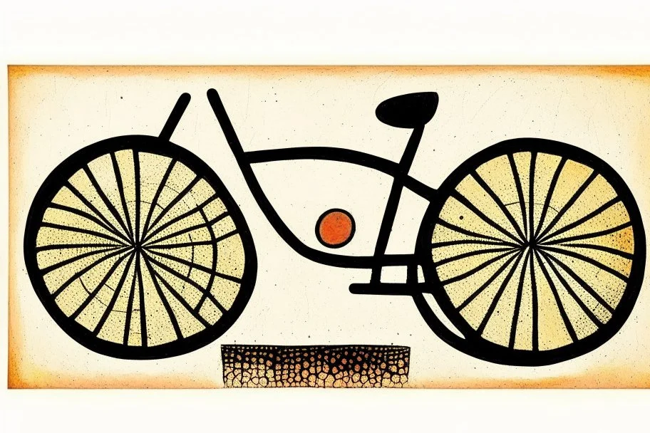bicycle in the style of Paul klee ink transfer