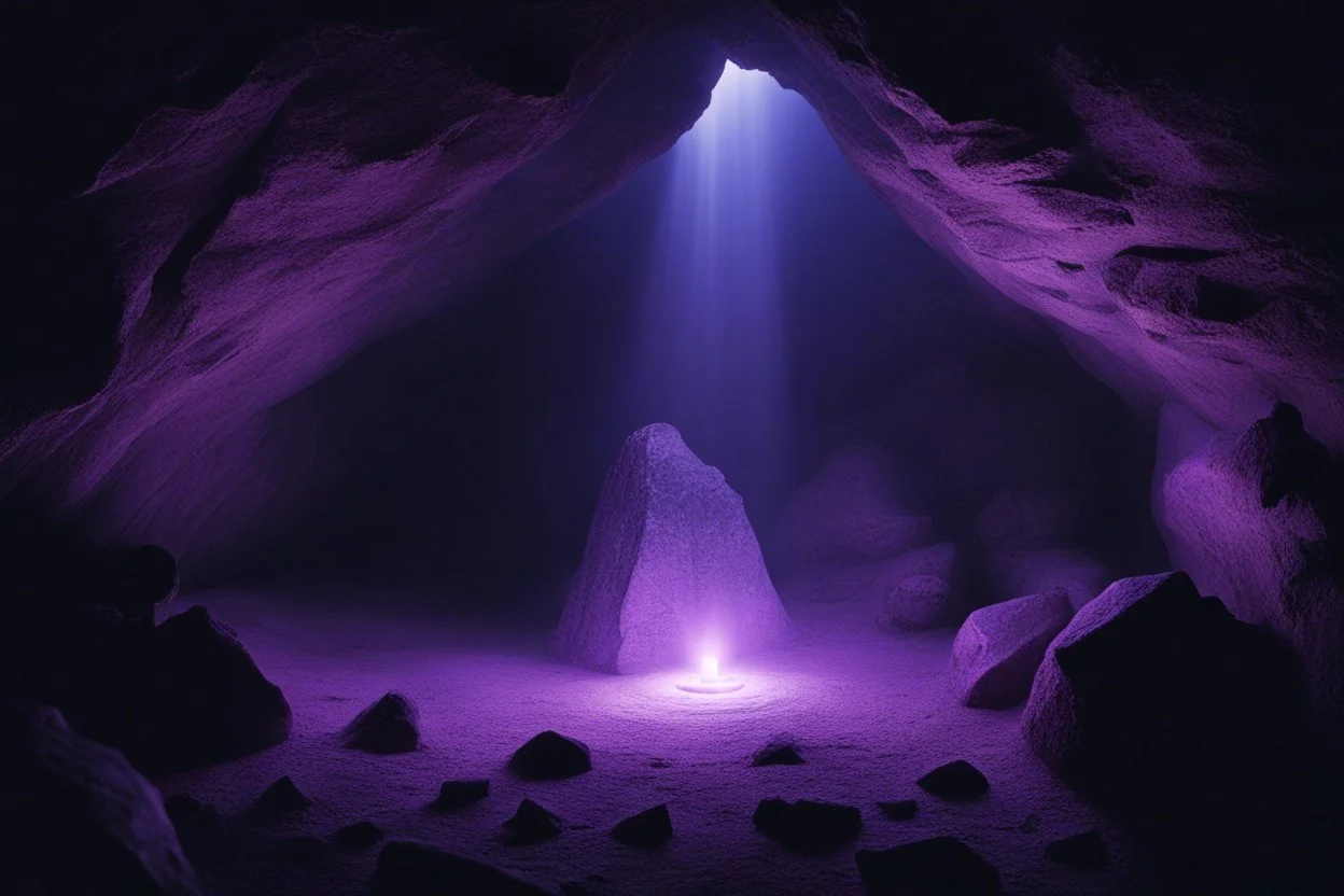 тёмному камню в центре пещеры, подсвеченной зловещим лиловым светом