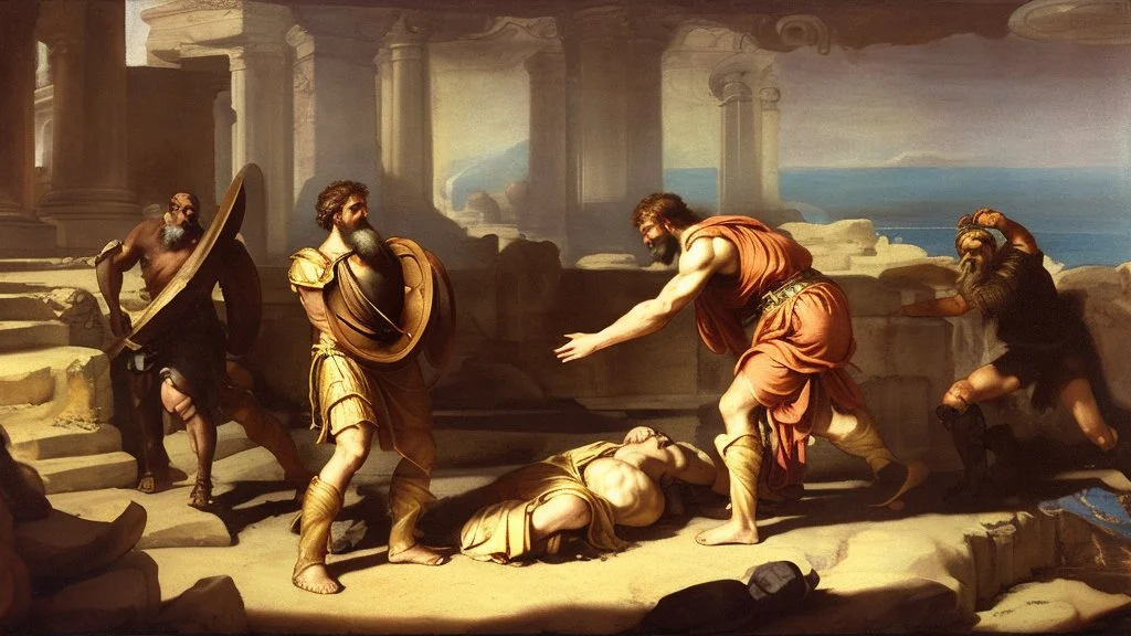 Odysseus steals palladium by titian