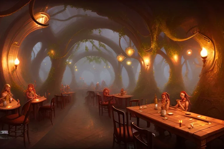 Immersive​ fantasy elven cafe