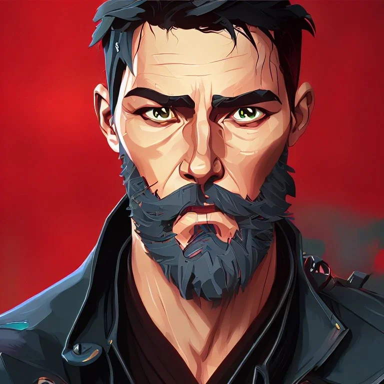 Tom Cruise Christmas cyberpunk military beard art