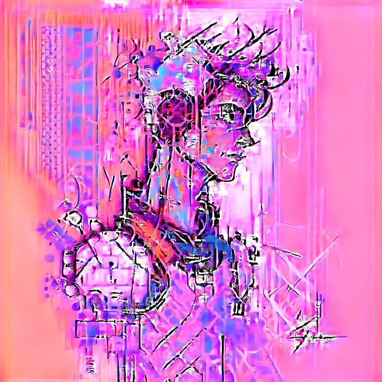 Male cypebpunk character connected to AI exploring other AI - Watercolour and Watercolour Painted Style - Jenny Rainey Style