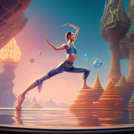 yoga gremlin artist on a boat in the air, maze background , levitated lab equipment, 4k, Highly Detailed, Masterpiece, perfect eyes, Digital Illustration, Cinematic Lighting, Realistic, Sharp Focus, Centered, Beautifully Lit, Bioluminescent by Stanley Artgerm Lau