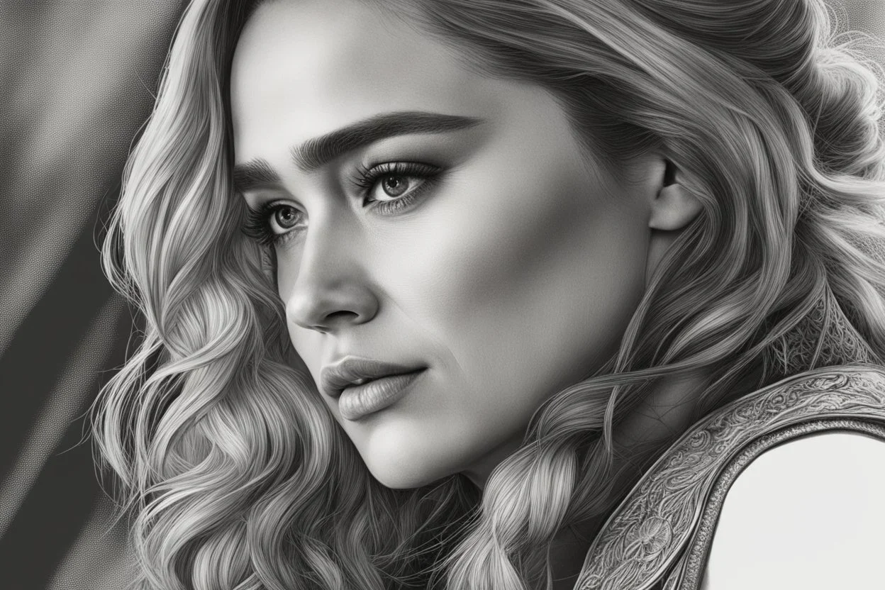 Emilia Clarke in 8k skitch book artstyle , couple, game of thrones them, close picture, intricate details, highly detailed, high details, detailed portrait, masterpiece,ultra detailed, ultra quality