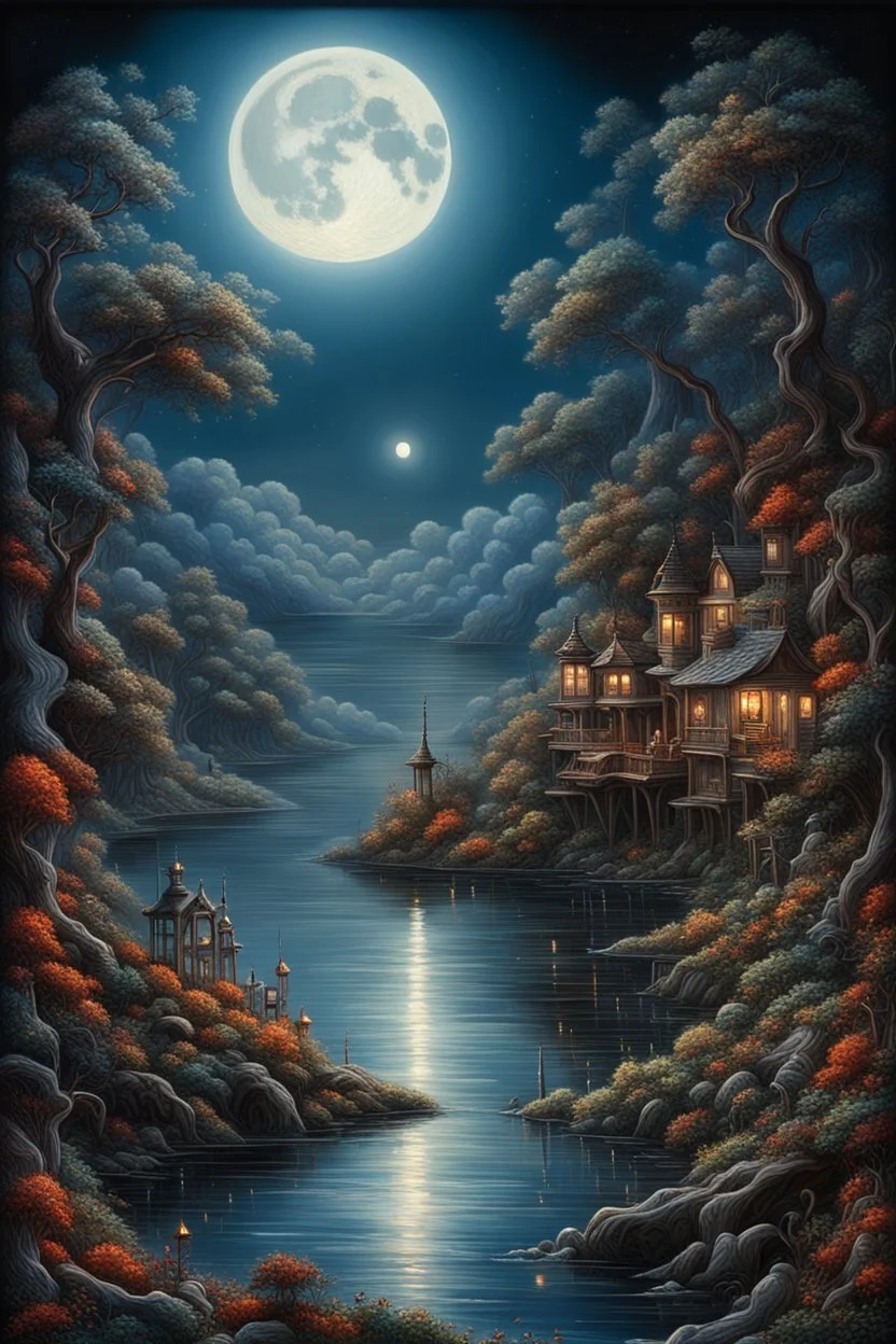 Moonlight,serenity,(((romantic surrealism)) (((complex details))),((masterpiece)),ultra-detailed, maximalistic. complex details, high detail, perfect proportions, clear focus, fine details, complex mesmerizing (((masterpiece))), pure perfection, close-up scene, super-detailed atmospheric details, complex masterpiece, saturated colors,(intricate details), breath of nature, Saturated colors,(((strong contrast,bright lighting))),(((bioluminescence))),🌹 🖼,(((fascinating lantern with bioluminescent