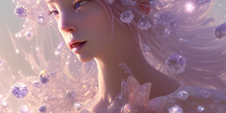 crystal subtle flower in a galactic ambiance beautiful fairy, transparent, delicate colors, in the foreground, full of details, smooth，soft light atmosphere, light effect，vaporwave colorful, concept art, smooth, extremely sharp detail, finely tuned detail, ultra high definition, 8 k, unreal engine 5, ultra sharp focus