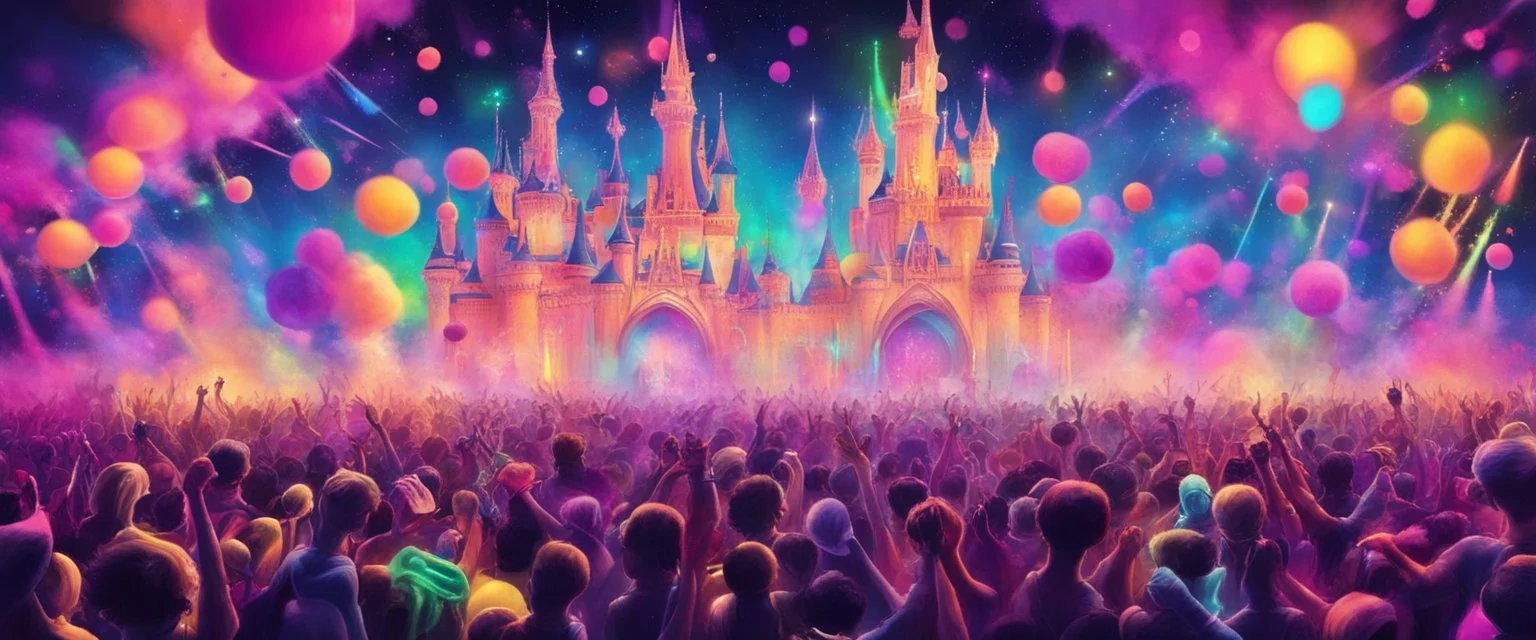 nostalgic Blast from the Past rave party cheerfull disney abstract