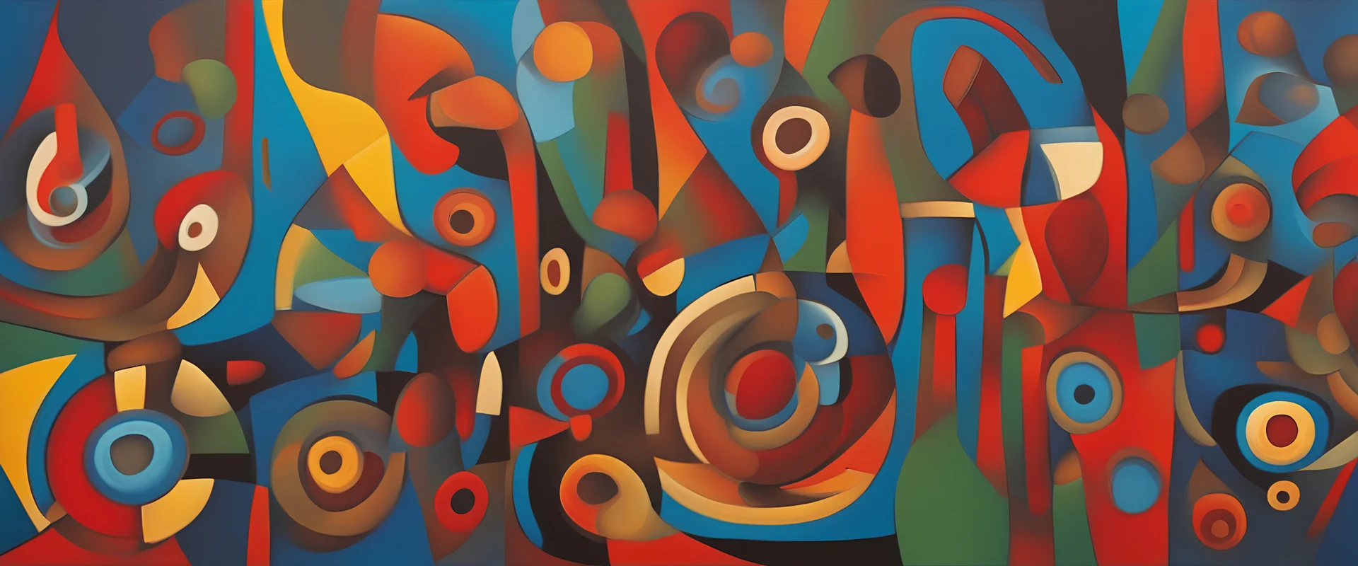 Abstract painting representing the sound of papuan traditional music, using vibrant colors and erratic shapes