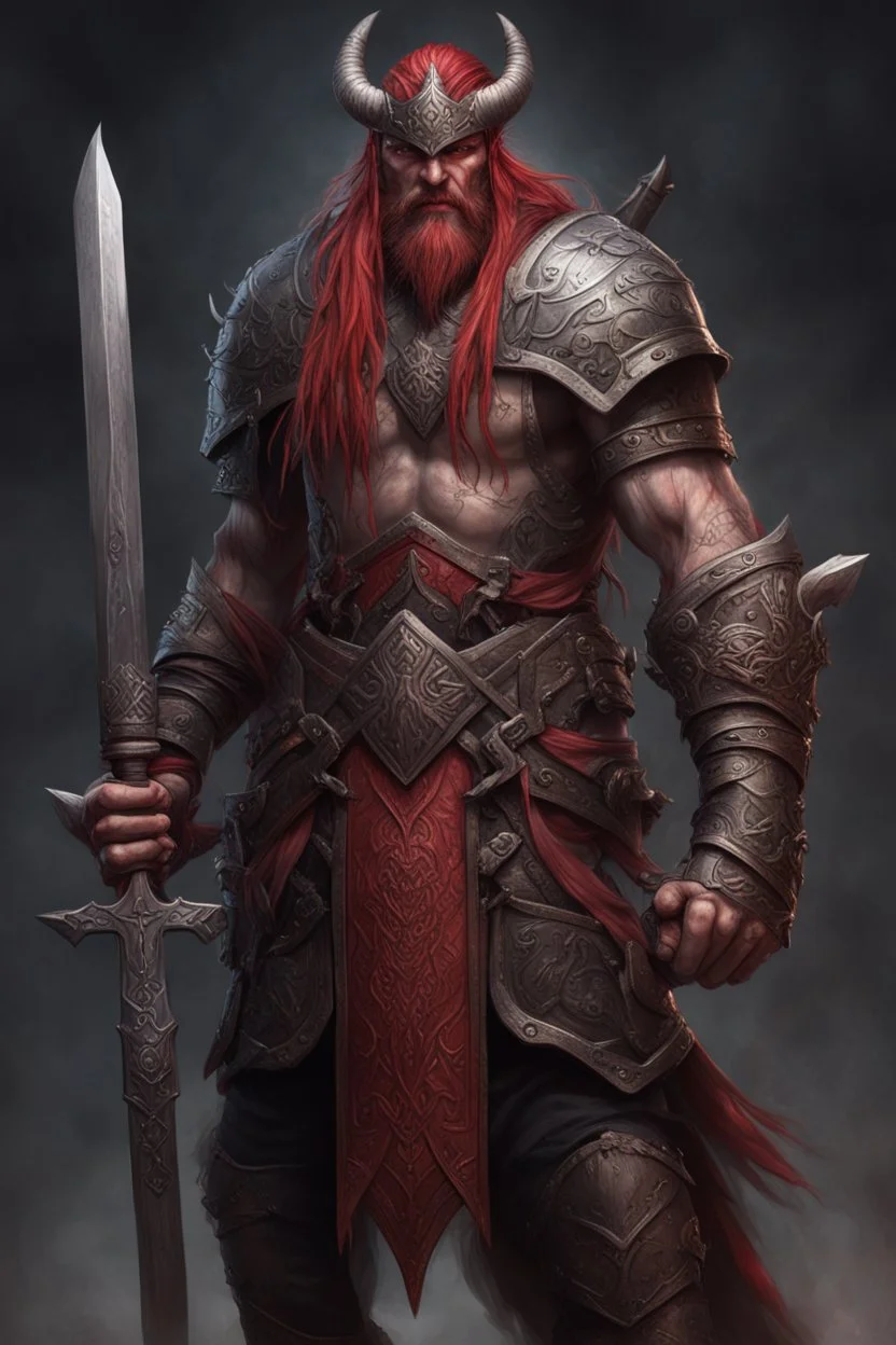 Illustration of a world of Warcraft Viking character with swords, in the style of dark bronze and red, eerily realistic, gothcore, Dark Fantasy by Antonio J. Manzanedo, full-length body shot, finely detailed armor, weapon, intricate design and details, hyper-detailed, hyper-realistic --ar 1:2 --stylize 750 --v 6