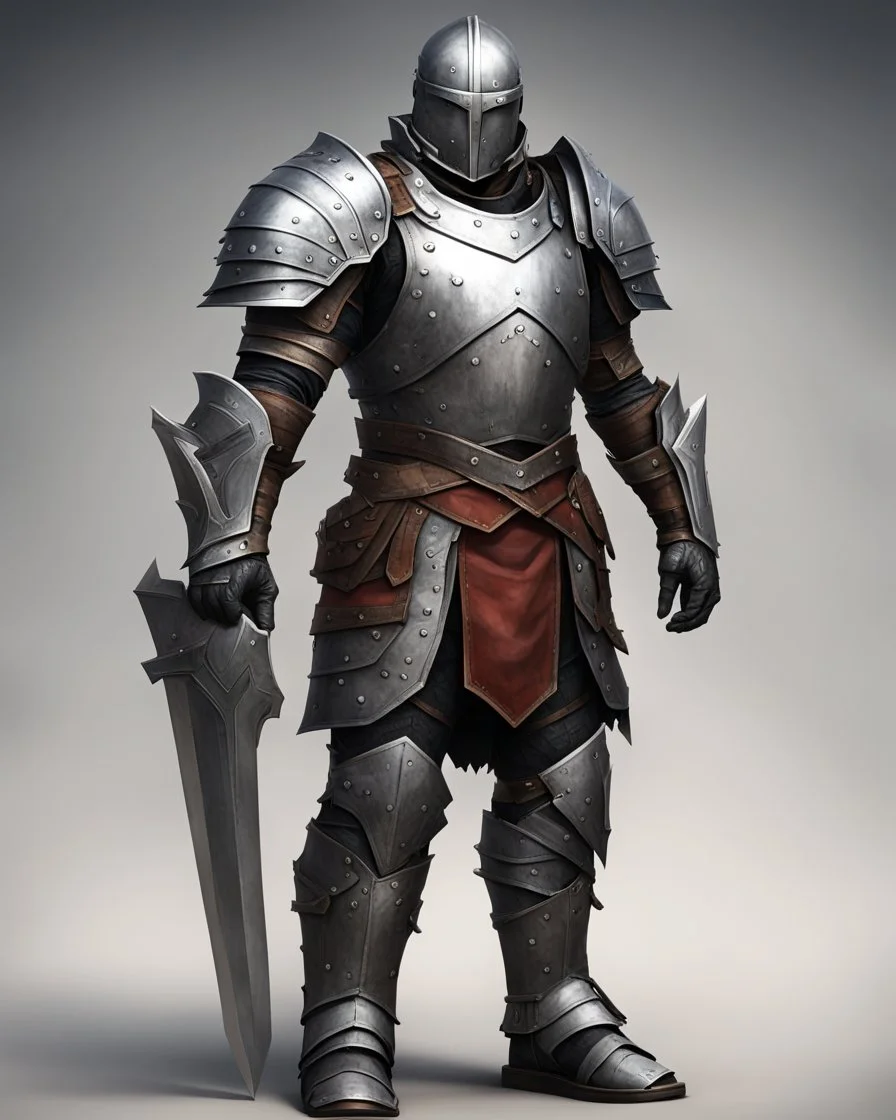 Steel and leather armor on a strong commander