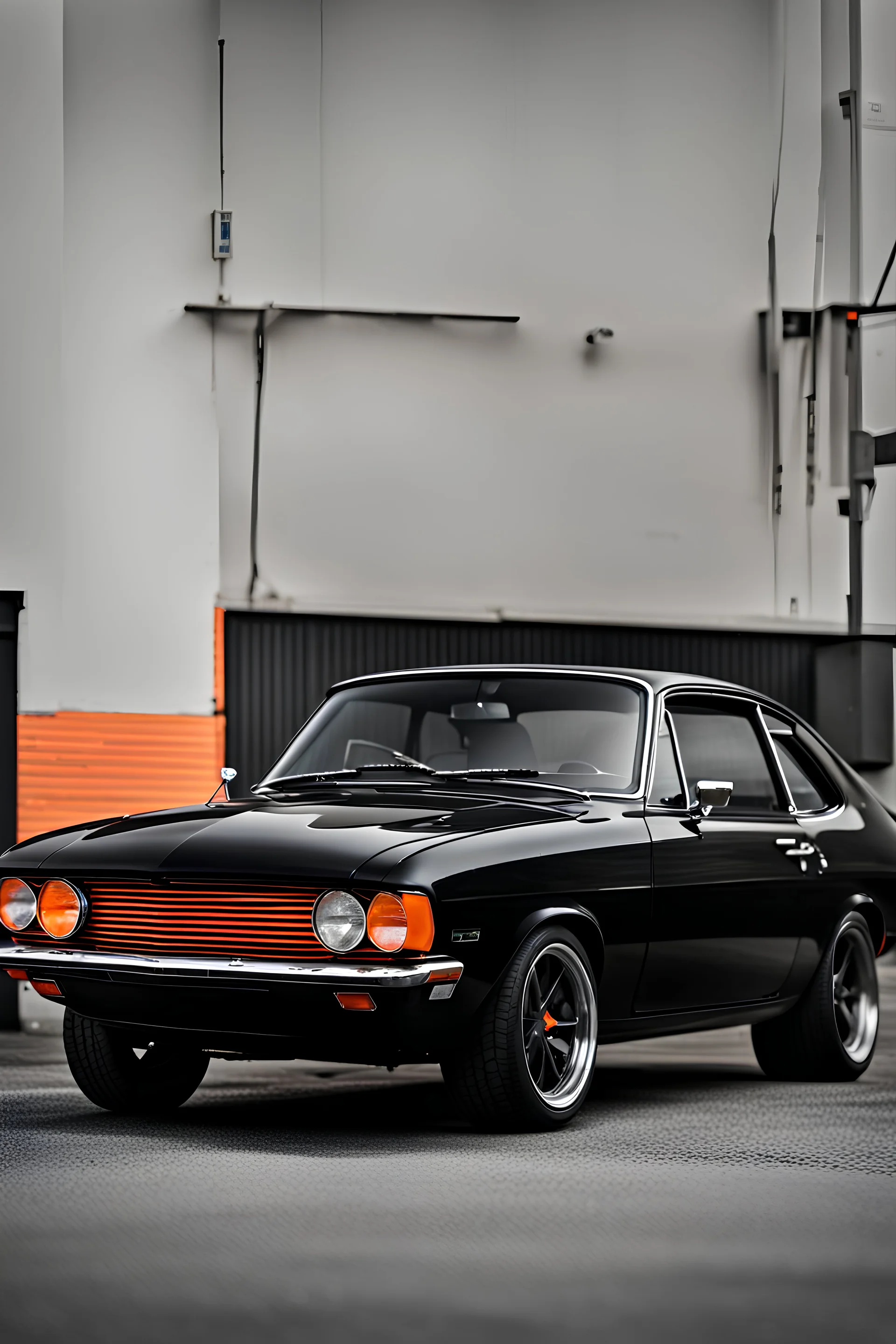 a black ford capri with a orange fade