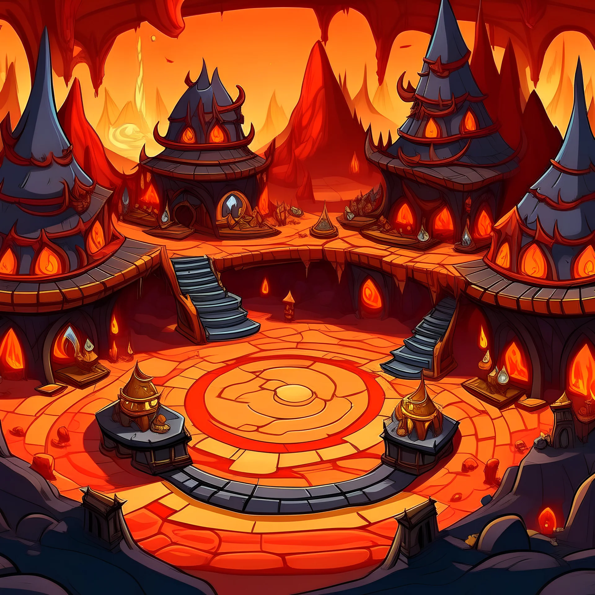 fantasy cartoon hellscape arena