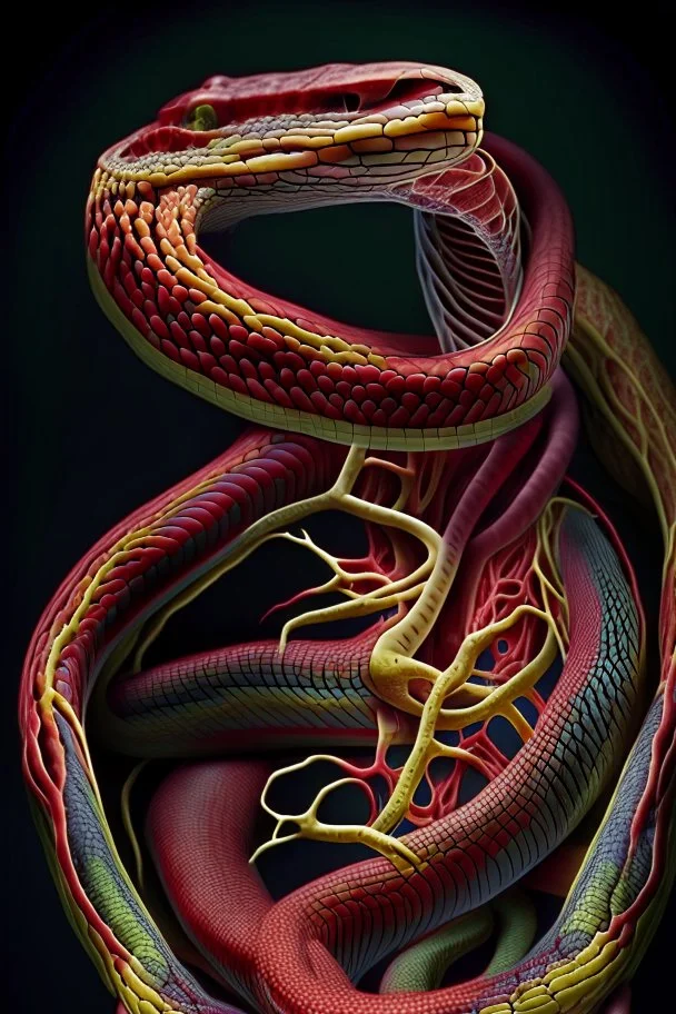 The vascular system of a snake