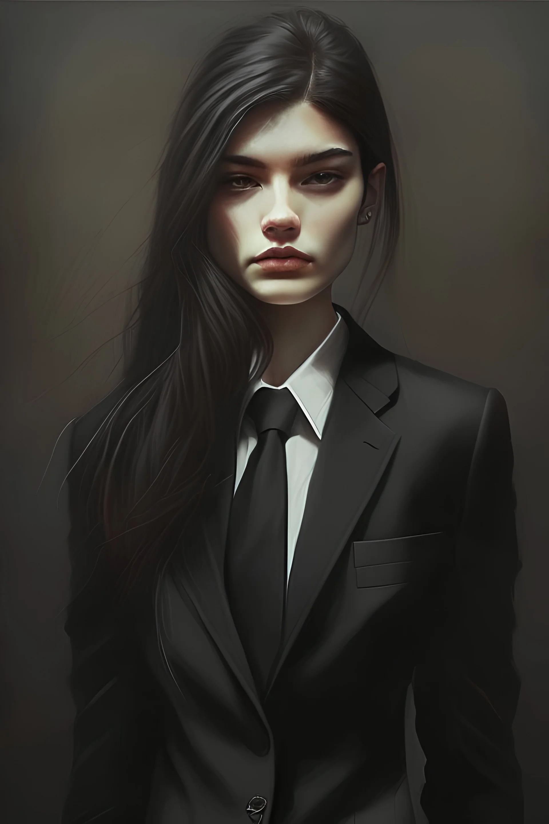 girl wearing black suits