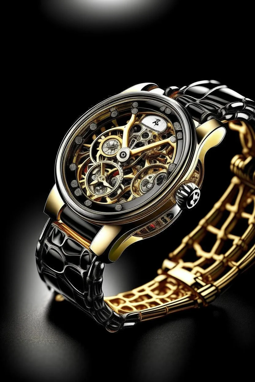 "Produce an image of an Audemars Piguet Skeleton Watch in an opulent and luxurious setting. Showcase the watch alongside other high-end accessories or in a lavish environment to emphasize its status as a symbol of prestige and fine craftsmanship." These prompts should assist you in generating a variety of compelling images of Audemars Piguet Skeleton Watches, each with a different focus or style.