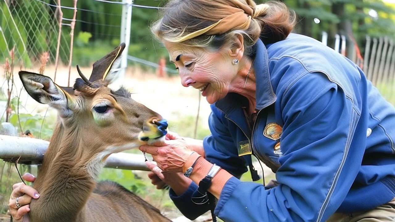 lady givig CPR on deer