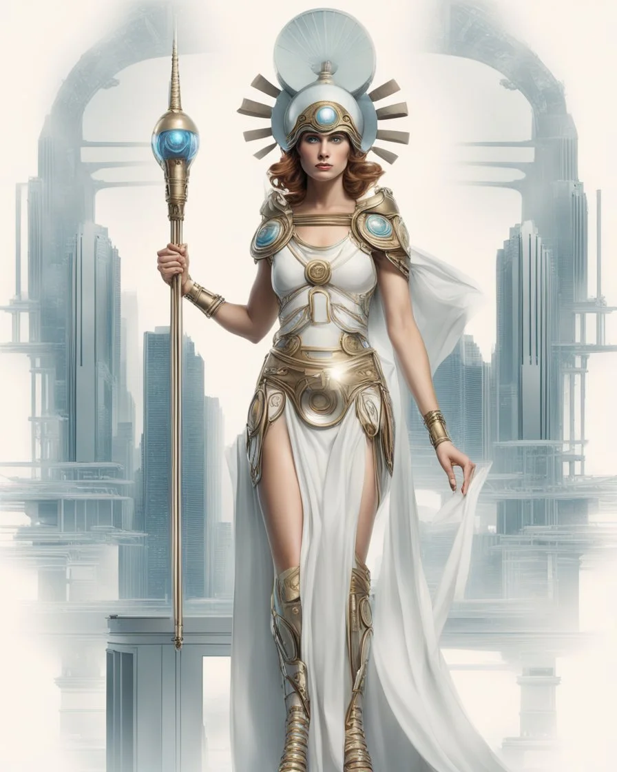 Greek goddess Athena in futuristic dress