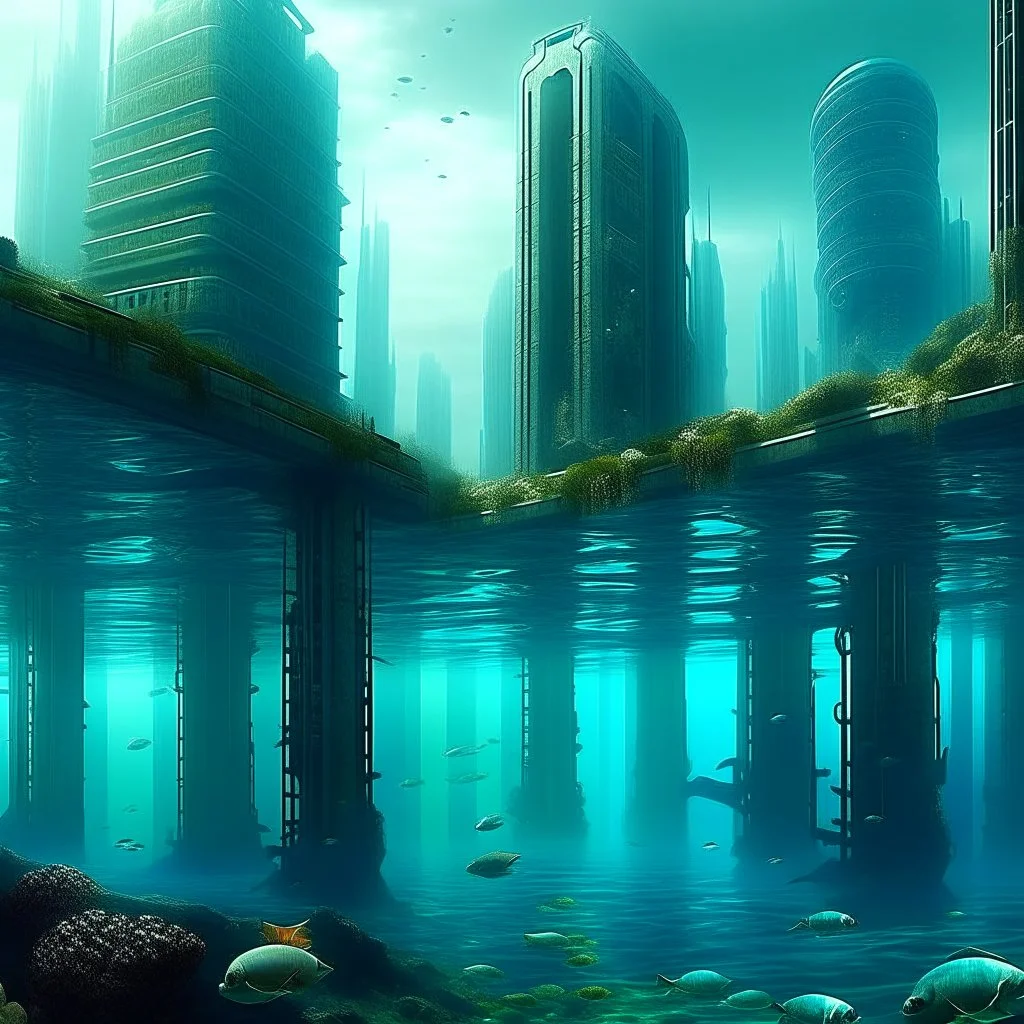 futuristic city under water