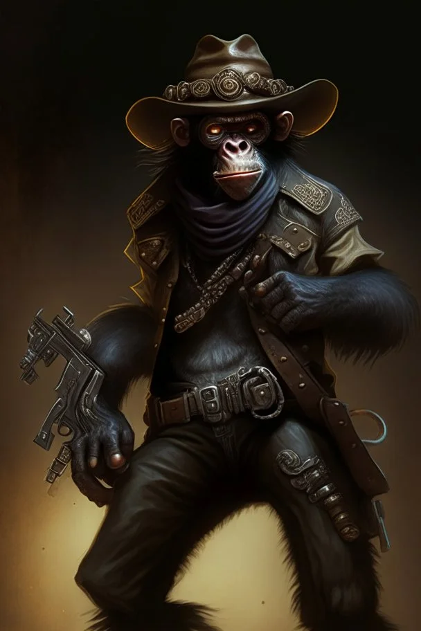 dark bounty hunter monkey cowboy with 2 pistols