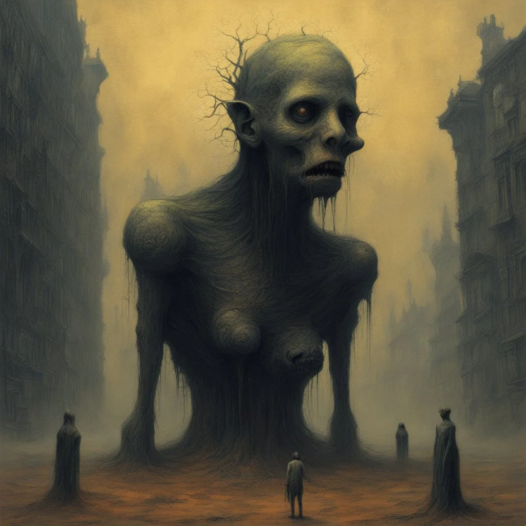 an homage to the grotesque, by Beksinski, surreal horror