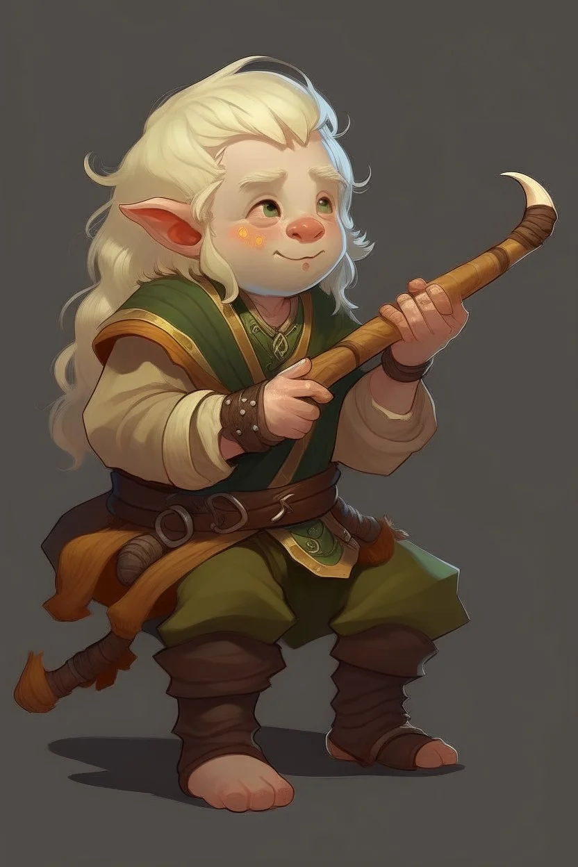 very young blonde bard mountain dwarf with magical flute dnd