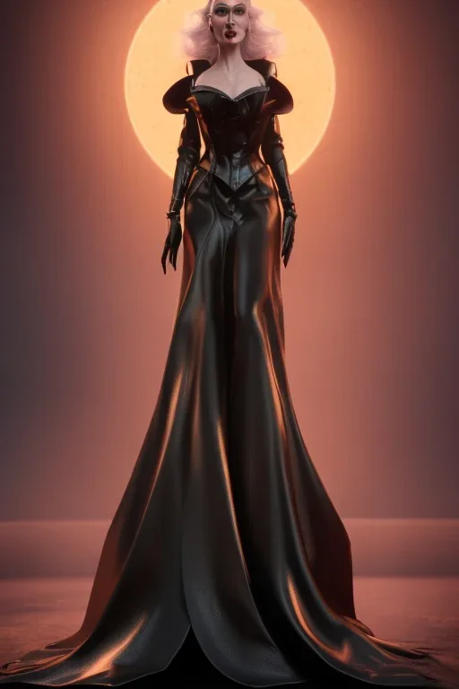 Carmen Dell`orifice as evil queen in black leather gown, angry, busty, curvey, cleavage, unreal 5, octane render,cinema4d, dynamic lighting, dramatic lighting, 4k, redshift render, highly detailed, hyper realistic