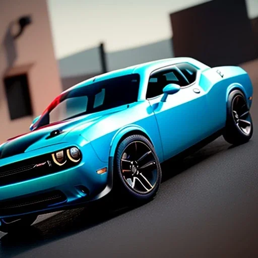 3d rendering. Miniature, Diacast 2019 dodge Challenger toy, racing background, Lost in Time, cinematic lighting, hyper realistic