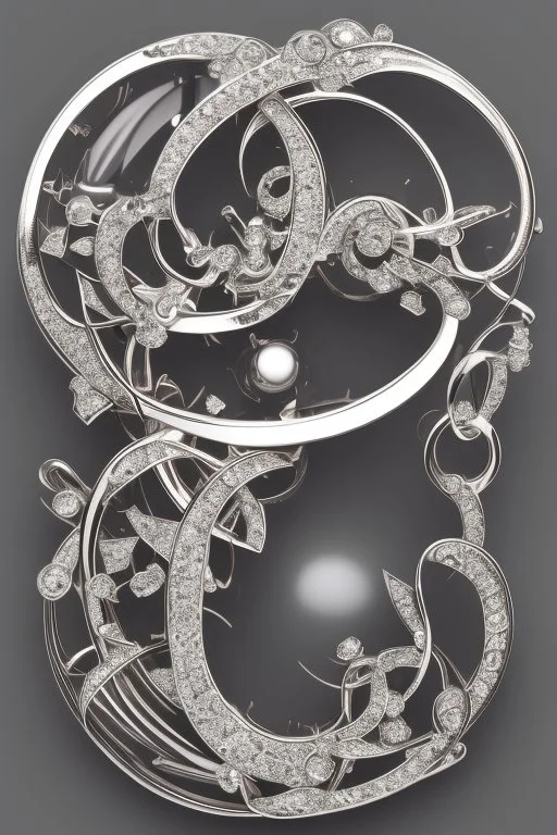 White gold brooch in the form of No. 7 Contains white crystal