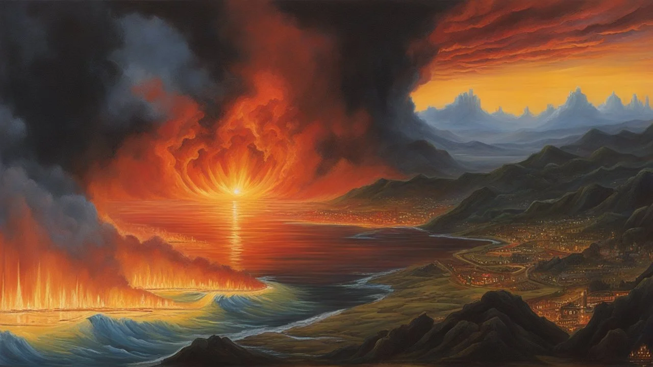 The fiery end of the world. Painted by Julie Bell